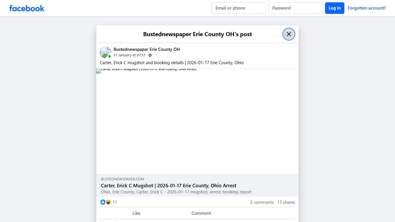 Carter, Erick C mugshot... - Bustednewspaper Erie County OH Facebook